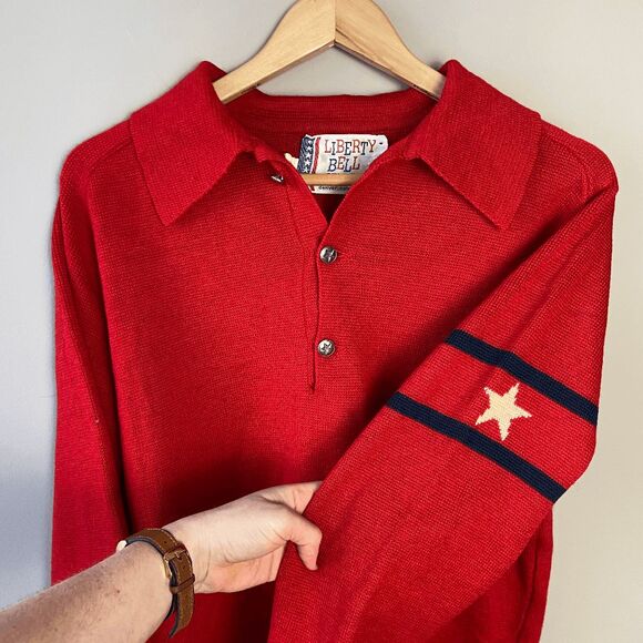 1960-70’S Vintage Liberty Bell Men's Wool Ski Wear Top Sweater SZ M
